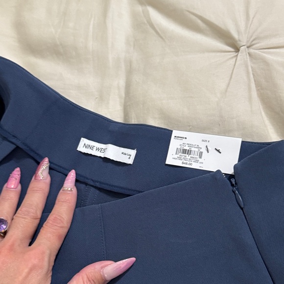 Elegant  Blue/gray Wide Leg Trousers - Picture 3 of 3